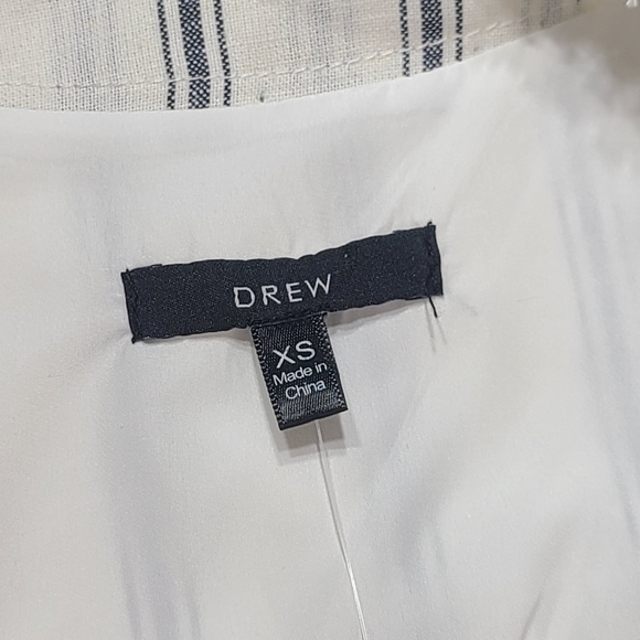 DREW Cotton / Linen Raw Edge Hem Striped Summer Casual Blazer - Picture 10 of 10